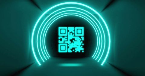 Futuristic QR Code with Neon Light Circles in Tunnel - Download Free Stock Images Pikwizard.com