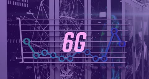 Animated 6G Concept with Graph and Digital Background