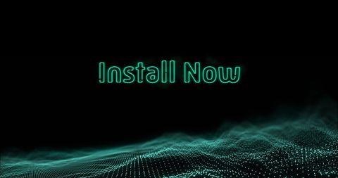 glowing green text 'install now' on digital wave background - Download Free Stock Images Pikwizard.com