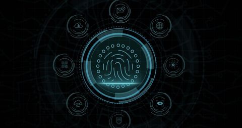 Digital Fingerprint and Online Security Icons on Dark Background - Download Free Stock Images Pikwizard.com