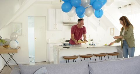 Joyful Preparation for Home Celebration with Bountiful Balloons