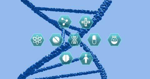 Medical research technology with dna helix background