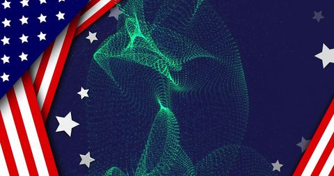 American Flag with Digital Wave and Stars for Technological Patriotism