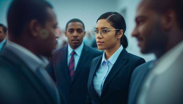 Professional Team Holding Discussion in Office Environment