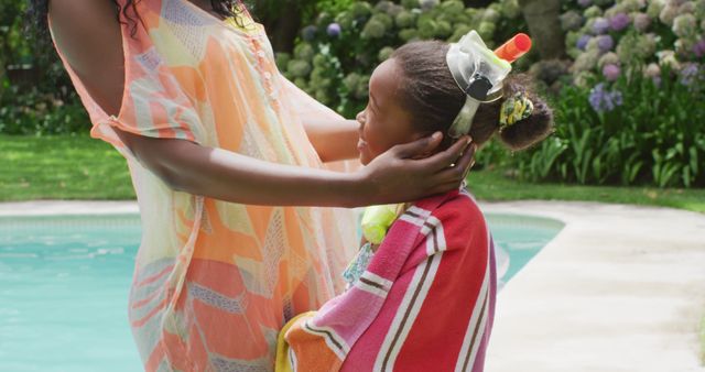 Mother and Daughter Enjoying Poolside Fun Time Together - Download Free Stock Images Pikwizard.com