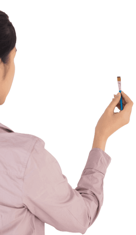 Businesswoman Holding Paintbrush on Transparent Background