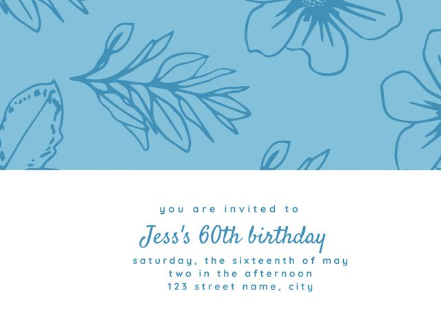 Elegant Floral Milestone Birthday Invitation Template - Download Free Stock Templates Pikwizard.com