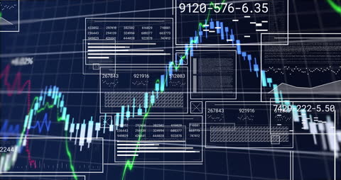 Dynamic Digital Finance Interface with Data Analysis Graphics