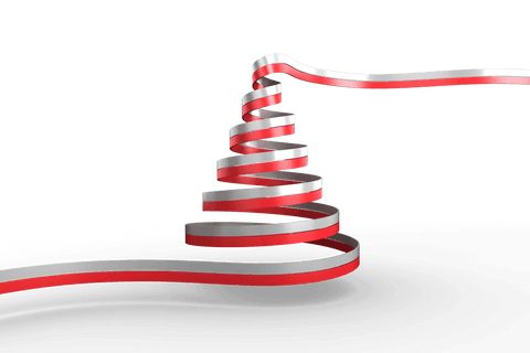 Digital Red and White Ribbon Christmas Tree on Transparent Background - Download Free Stock Videos Pikwizard.com