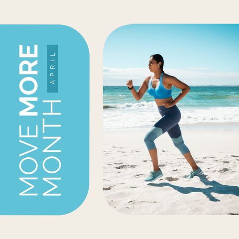 jogging on beach for move more month campaign - Download Free Stock Templates Pikwizard.com