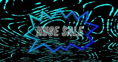 Huge Sale Neon Sign on Electronic Background