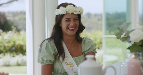 Bride-to-be Laughing at Bridal Shower Celebration