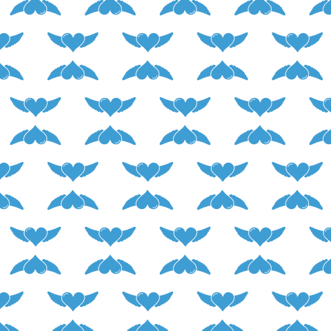 Seamless blue heart pattern on transparent background design