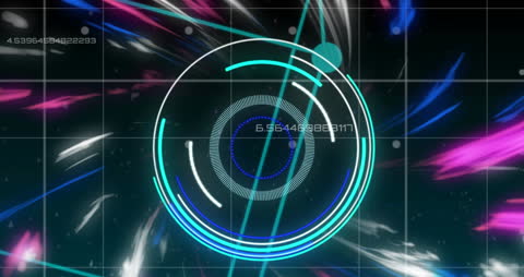 Futuristic Digital Interface with Moving Data Elements