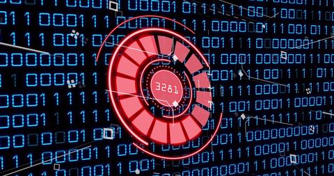 Futuristic Interface with Binary Code and Digital Target - Download Free Stock Images Pikwizard.com