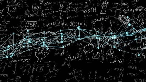 Digital DNA Strand with Scientific and Mathematical Formulae