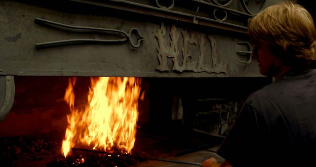 Blacksmith Working with Hot Fire in Forge Workshop - Download Free Stock Images Pikwizard.com