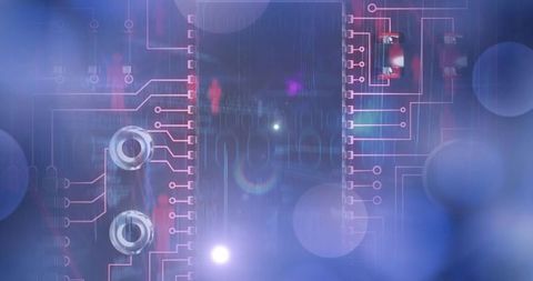 Abstract Circuit Board with Binary Code and Glowing Elements - Download Free Stock Images Pikwizard.com