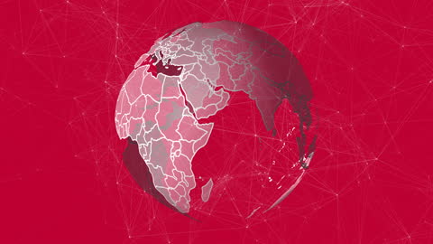 Global Network Visualization on Abstract Red Background