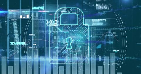 Futuristic Digital Lock Icon with Data Processing Elements - Download Free Stock Images Pikwizard.com