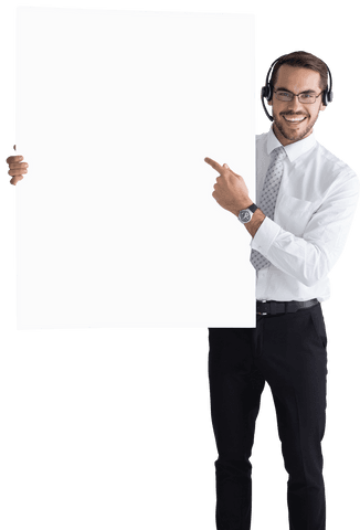 Businessman Holding Transparent Sign and Smiling - Download Free Stock Videos Pikwizard.com