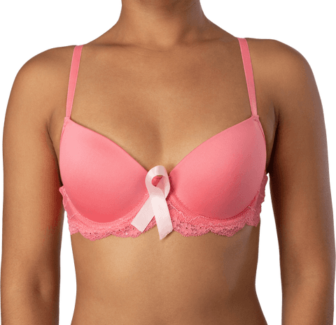 Transparent Pink Bra and Ribbon Supporting Breast Cancer Awareness