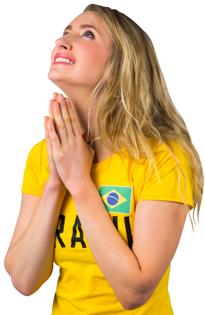 Nervous Brazilian Supporter Praying, Isolated Transparent Background - Download Free Stock Videos Pikwizard.com