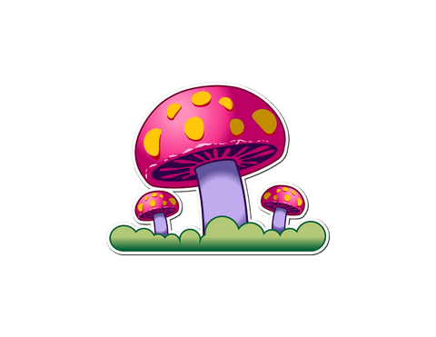 Flat design of colorful mushrooms with transparent background
