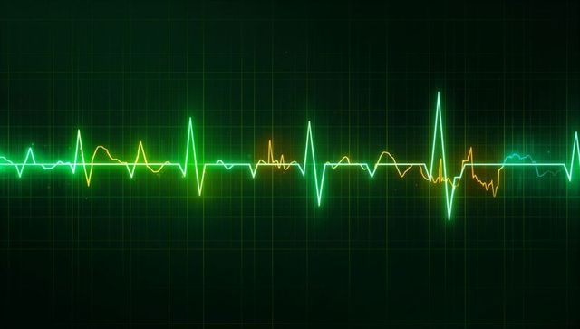 Multicolored ecg waveform across digital medical monitor