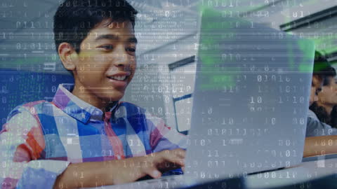 Diverse Student Engaged with Laptop Learning Coding