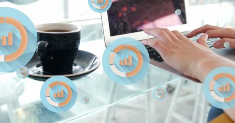 Woman Analyzing Data Charts on Laptop with Coffee - Download Free Stock Images Pikwizard.com