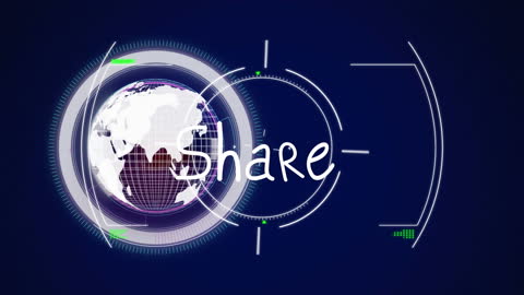 Digital Globe with 'Share' Text and Futuristic Interface