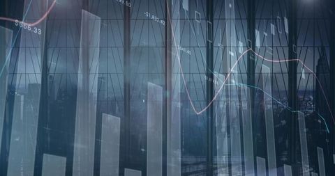 Financial Data Charts Over Urban Skyline Showing Market Trends - Download Free Stock Images Pikwizard.com