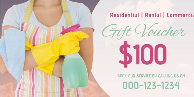 Cleaning Services Gift Voucher Design with Vibrant Colors - Download Free Stock Templates Pikwizard.com