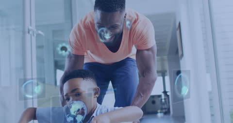 Father and Son Exploring Virtual Technology Together