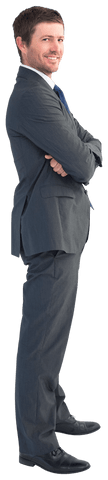 Businessman with Confident Pose and Arms Crossed on Transparent Background