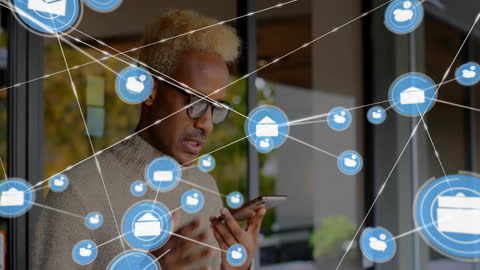 Businessman Interacting with Digital Network