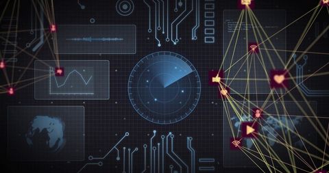 Global Network and Data Processing Visualization with Icons - Download Free Stock Images Pikwizard.com