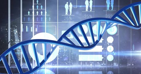 Digital DNA Strand and Data Visualization in Science Research