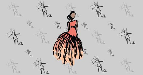 Trendy Fashion Illustration with Model and Shoe Pattern Background - Download Free Stock Images Pikwizard.com