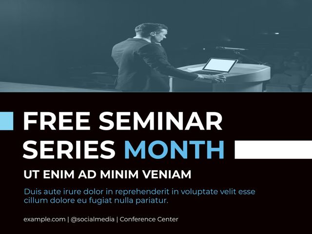 Free Seminar Series Flyer with Speaker at Podium - Download Free Stock Templates Pikwizard.com