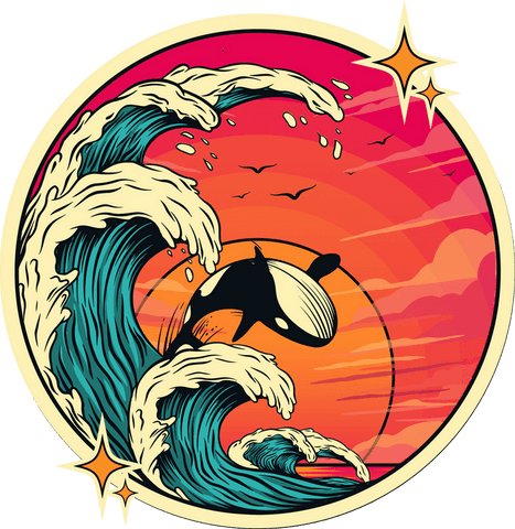 transparent orca breaching waves in sunset minimalist theme - Download Free Stock Videos Pikwizard.com
