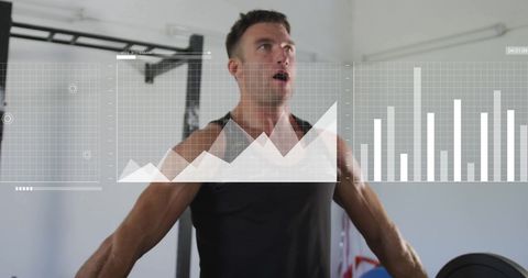 Caucasian Sportsman With Fitness Analytics at Gym - Download Free Stock Images Pikwizard.com