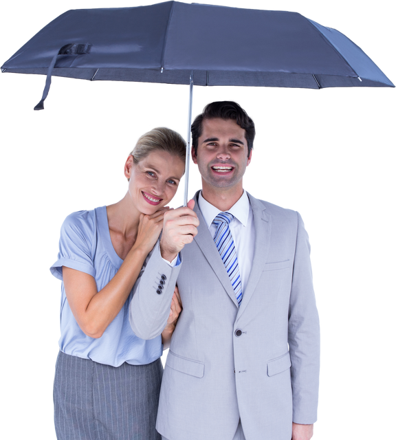 Smiling Business Colleagues Holding Transparent Umbrella - Download Free Stock Videos Pikwizard.com