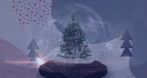Magical Christmas Tree in Festive Snow Globe Animation