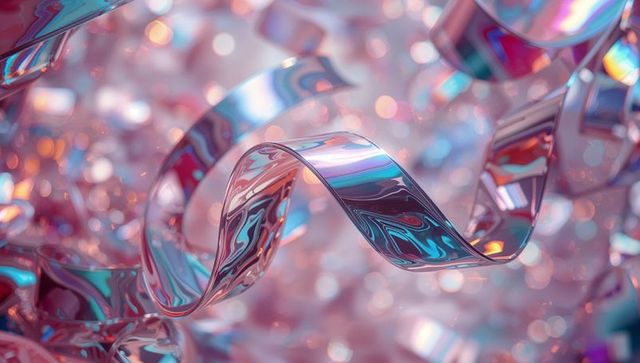 Futuristic Metallic Ribbons with Colorful Reflective Surfaces