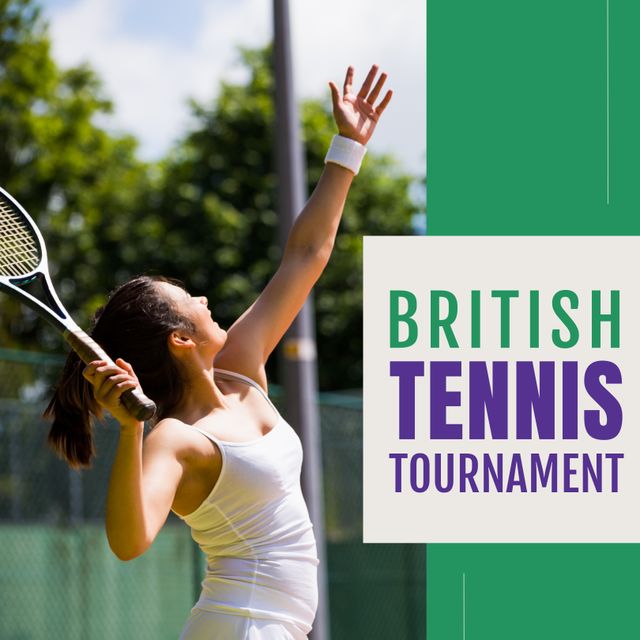 Young Woman Playing Tennis During British Tournament - Download Free Stock Templates Pikwizard.com