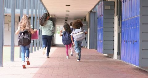 Students Rushing Through School Hallway with Excited Energy - Download Free Stock Images Pikwizard.com