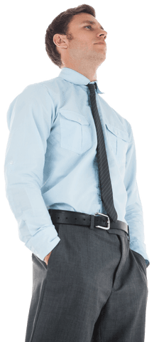 Confident Young Businessman Transparent Profile Pose