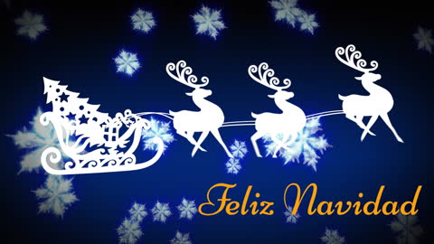 Feliz Navidad Christmas Sleigh with Reindeer Animation